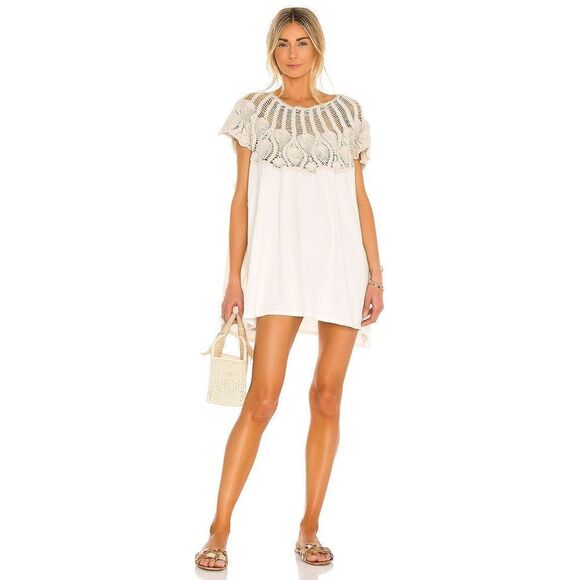Free People Sweet Sun Tunic Ivory Crocheted Lace XS NEW - Picture 1 of 5